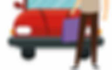 Homme tenant un sac de courses devant une voiture